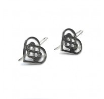 E000795  Sterling Silver Earrings Celtic Heart On Hook Solid Hallmarked 925 Handmade
